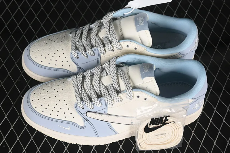 All Categories Air Jordan Jordan Series Basketball Shoes Air Jordan 1 Low High-end Customized Low-top Shoes Travis Scott x Fragment Design x Air Jordan 1 Low OG SP AJ1 Joe 1 Stussi Joint Light Blue Splash Low-top Cultural Casual Shoes ZH2598-249